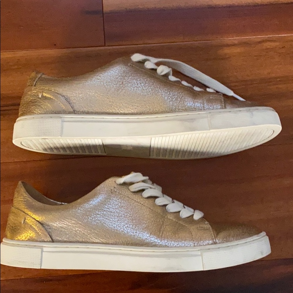 Frye Ivy Low Lace Gold Shoes View 3